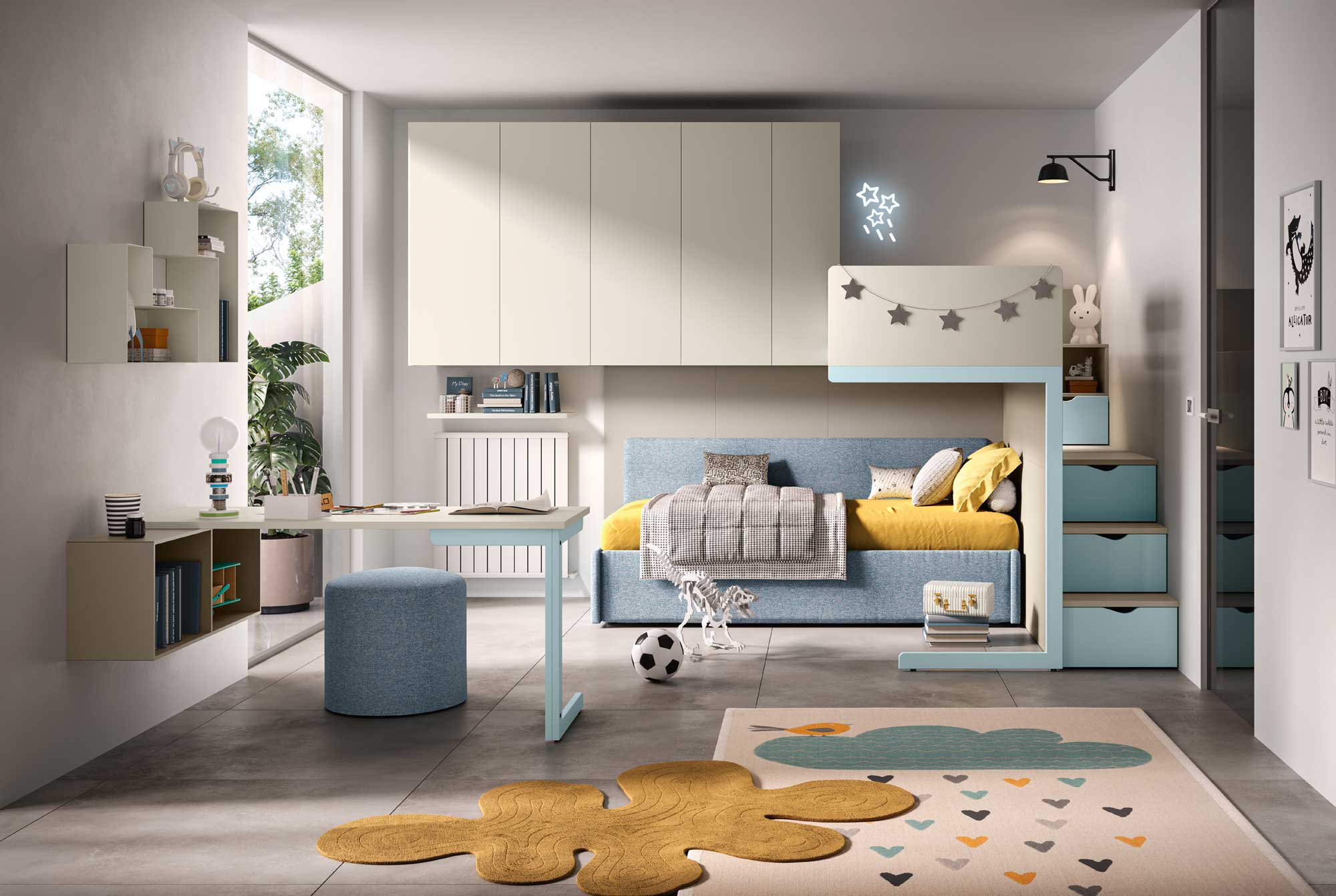 Chambre enfant avec lit superposé